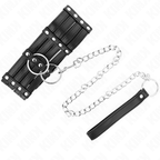 Collier de soumission large sub style avec laisse — détail texture surface