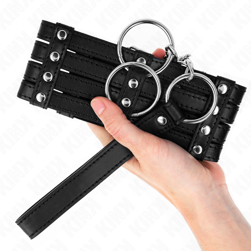 Collier de soumission large sub style avec laisse — vue de dos