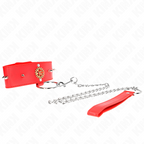 Collier de soumission strass rouges avec laisse — vue de profil