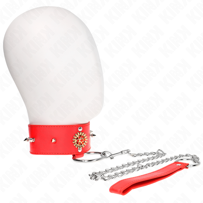 Collier de soumission strass rouges avec laisse — vue principale