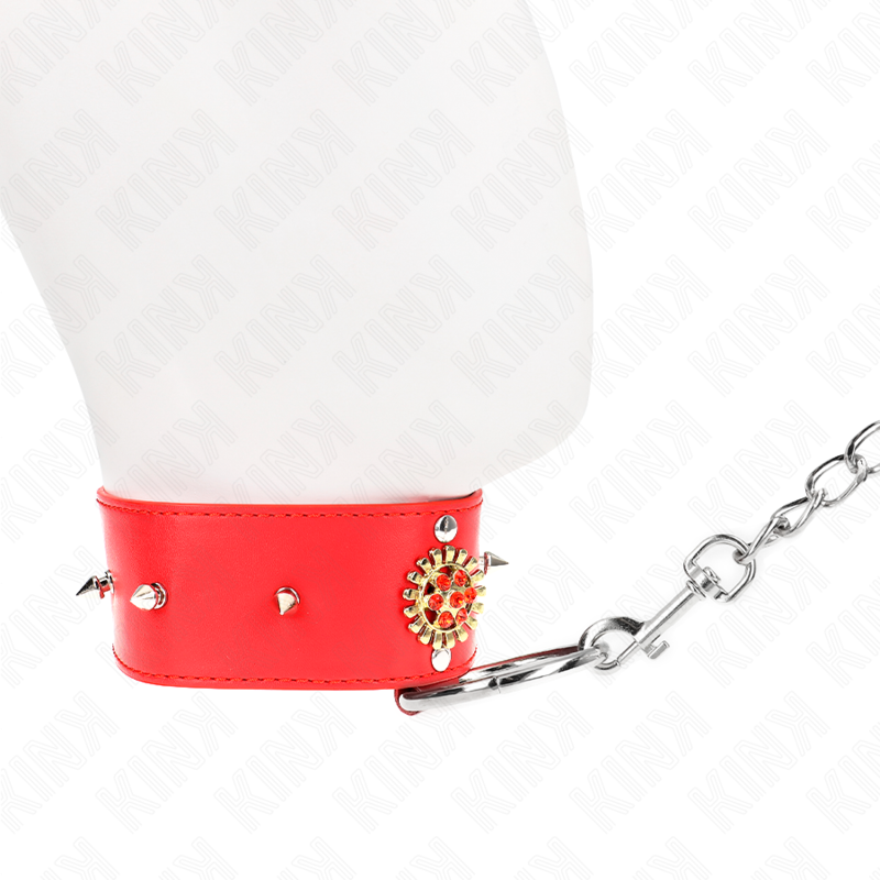 Collier de soumission strass rouges avec laisse — vue de dos