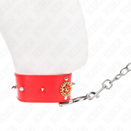 Collier de soumission strass rouges avec laisse — vue de dos