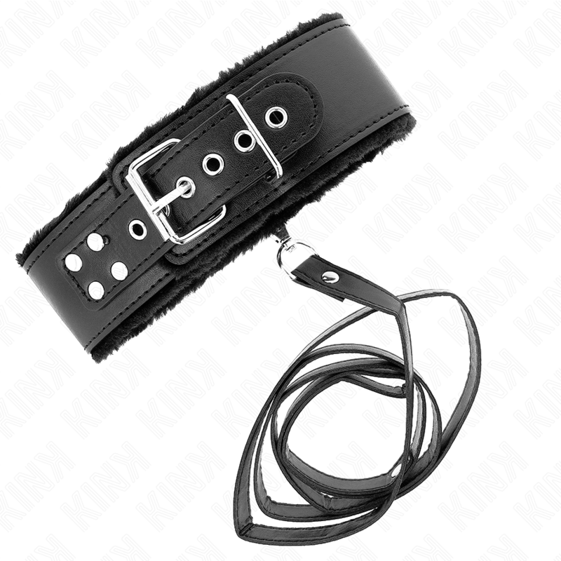 Collier avec laisse à clous argentés ajustable — détail texture surface