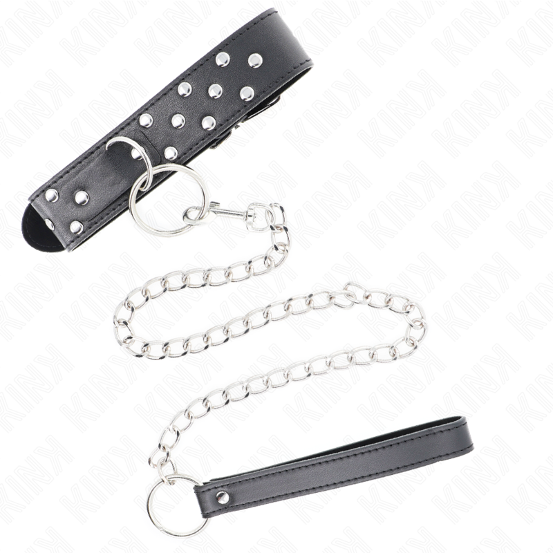 Collier à anneau central et rivets sur ceinture réglable — détail produit