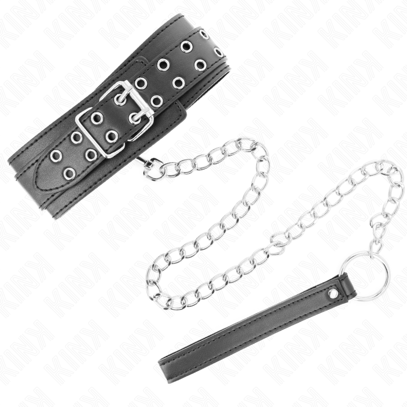 Collier de soumission à boucles argentées avec laisse — détail produit