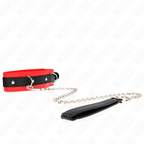 Collier de soumission rouge simple avec laisse — vue de profil