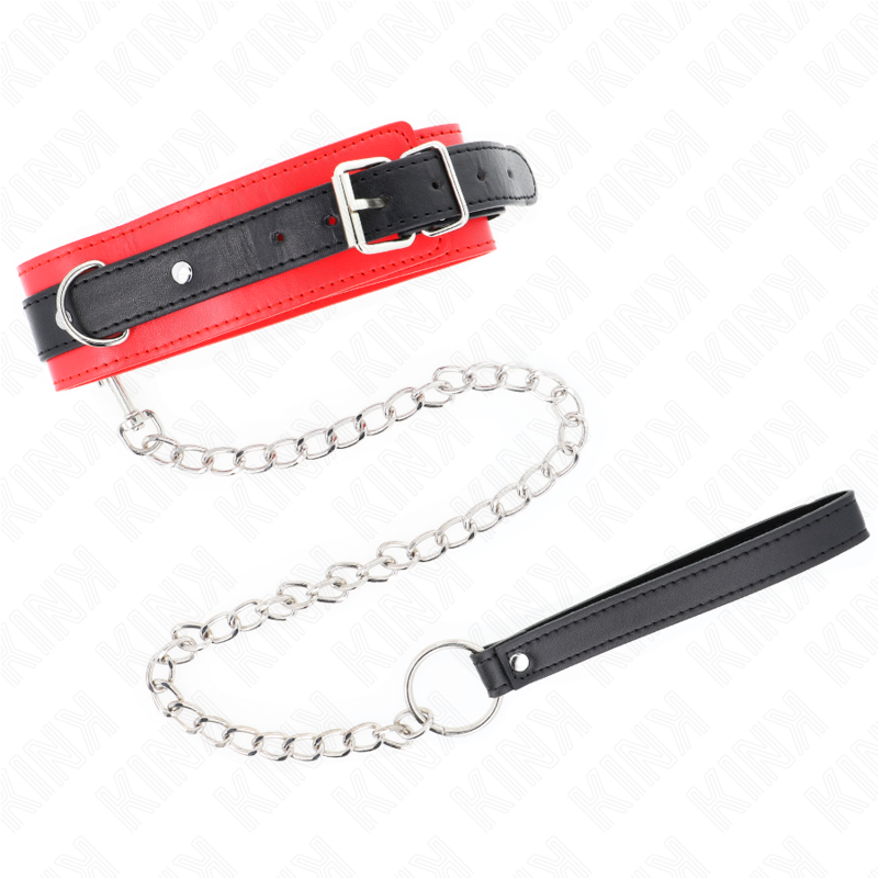 Collier de soumission rouge simple avec laisse — détail produit