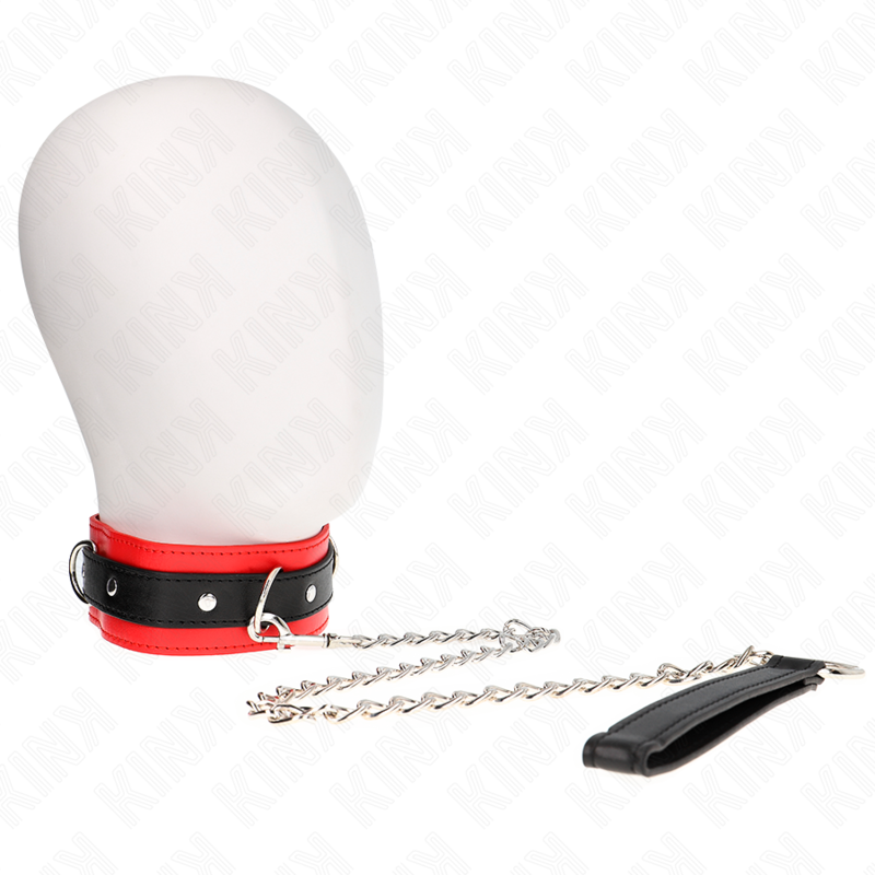 Collier de soumission rouge simple avec laisse — vue principale