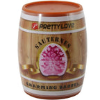 Etui tonneau Pretty Love Charming Barrel Sauternes, packaging bois decoratif renfermant le masturbateur oeuf rose extensible en TPR.