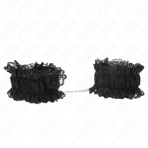 Attaches de poignets élastiques en dentelle noire — détail produit