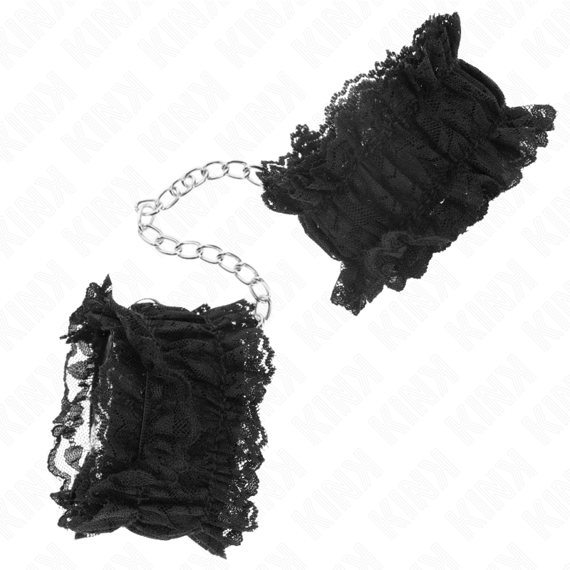 Attaches de poignets élastiques en dentelle noire — vue de profil