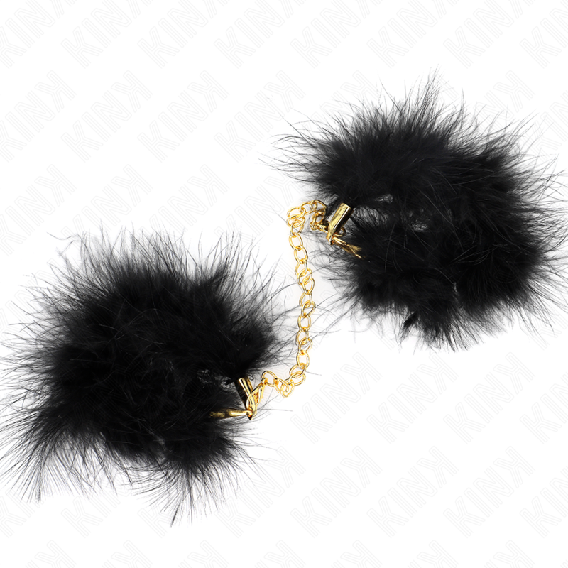 Manchettes plumes et chaîne dorée glamour — détail produit
