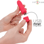 Mini vibromasseur bullet rechargeable rouge — détail texture surface
