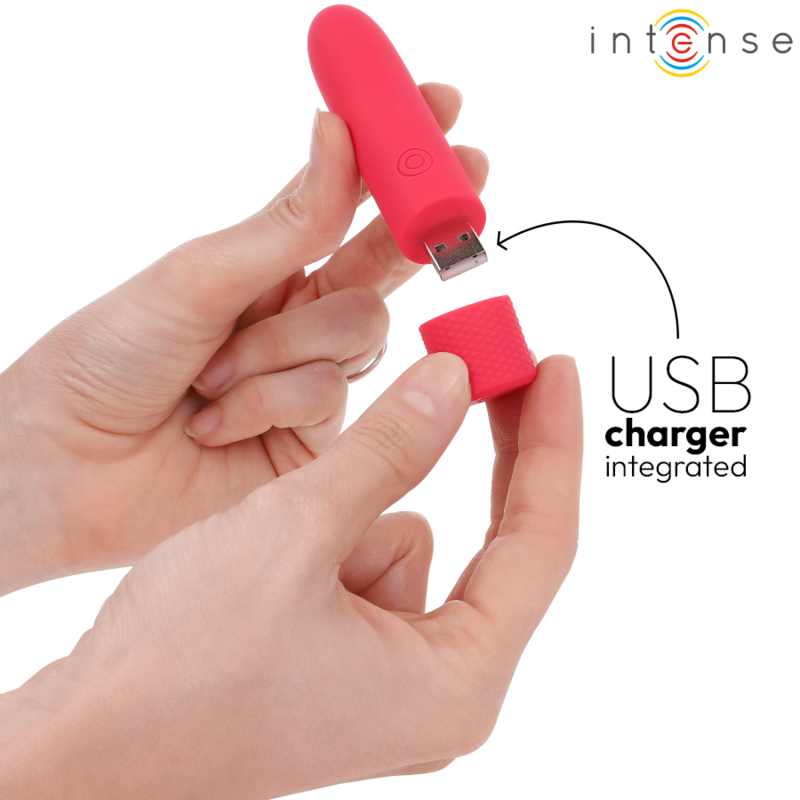 Mini vibromasseur bullet rechargeable rouge — détail texture surface