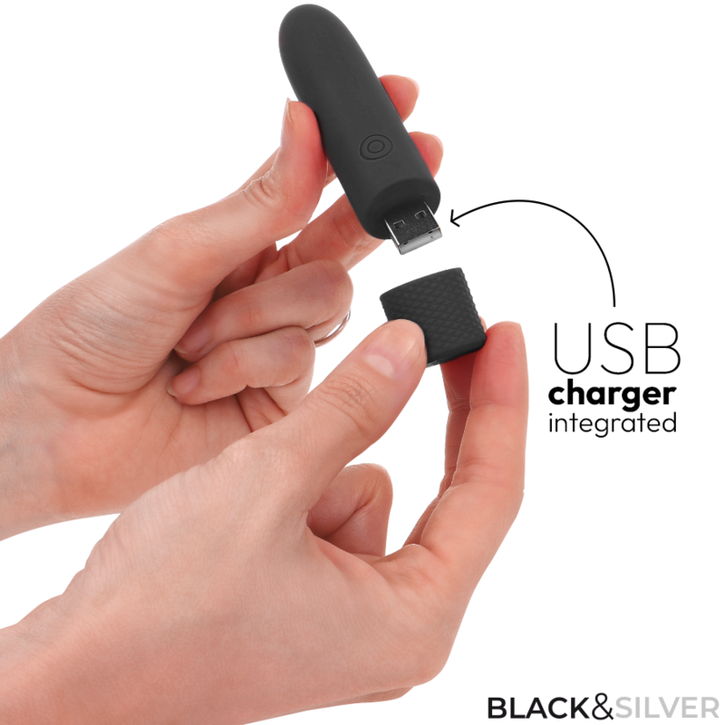 Mini vibromasseur bullet rechargeable 8 vibrations noir — vue de dos
