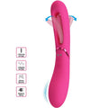 Vibromasseur point G rose vif Lexie, tete arrondie a mouvement viens-ici et anse evidée, corps en silicone velouté a boutons, flèches de mouvement, rechargeable