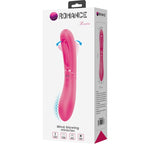 Boite Romance Luxie du vibromasseur point G rose vif, visuel produit en silicone a tete evidée, flèches de mouvement viens-ici, mind-blowing miracles