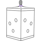 Cabine de jeu immersive violette avec serrage et LED — comparatif dimensionnel
