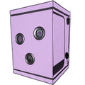 Cabine de jeu immersive violette avec serrage et LED — vue principale
