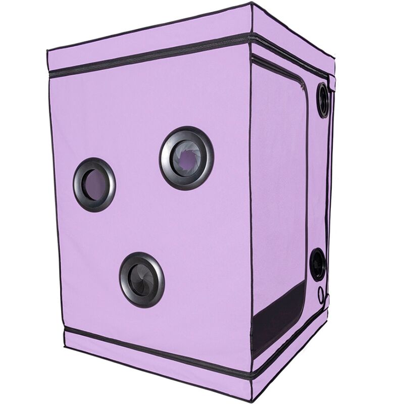Cabine de jeu immersive violette avec serrage et LED — vue principale
