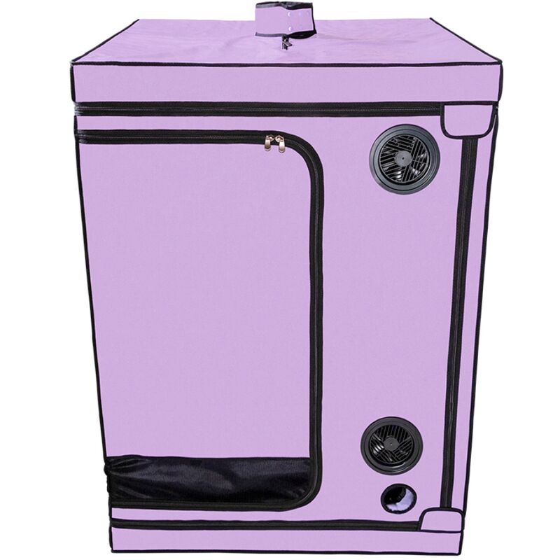 Cabine de jeu immersive violette avec serrage et LED — détail texture surface