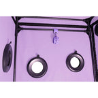 Cabine de jeu immersive violette avec serrage et LED — angle alternatif