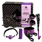 Coffret bondage complet huit pièces violet et noir — vue de profil