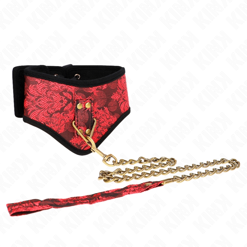 Collier large de soumission à détail dentelle avec laisse — détail produit