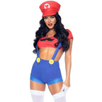Costume sexy inspiration plombier crop top short et casquett — vue principale