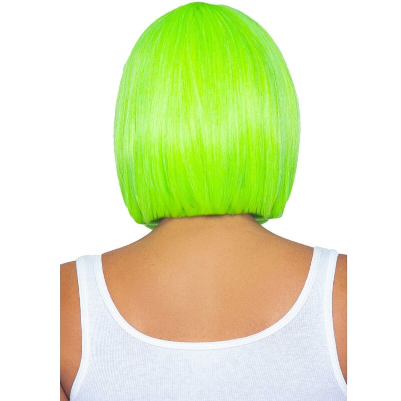 Perruque carré court fluorescente verte — détail produit