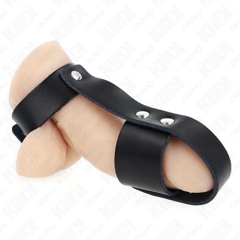 Anneau cuir avec séparateur de testicules réglable — vue principale