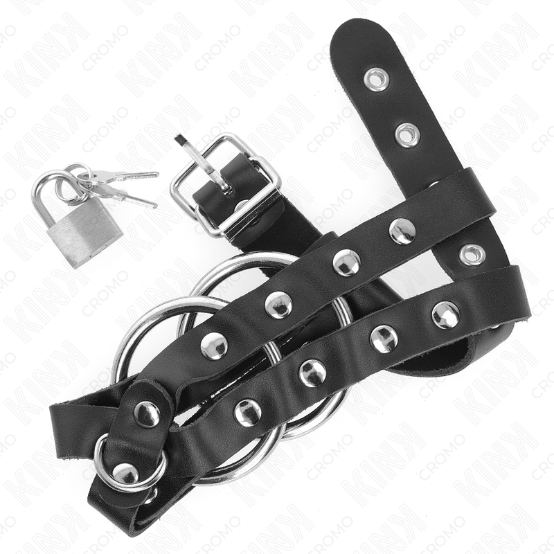 Cage de chasteté réglable en métal avec cadenas — vue de profil