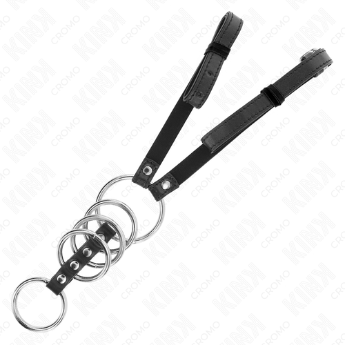 Anneaux pénien métal avec ceinture cuir — vue de dos