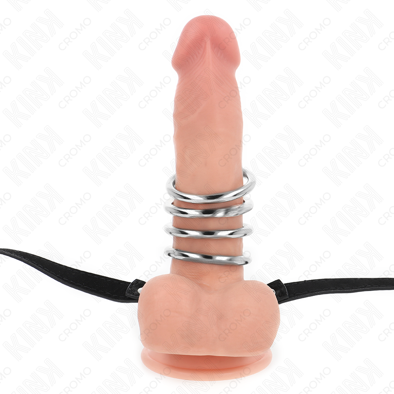 Anneaux pénien métal avec ceinture cuir — vue de profil