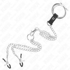 kink anneau penis en metal triple chrome 3 8 cm a 5 cm avec chaine en metal de 26 cm et pinces a tetons modele 1