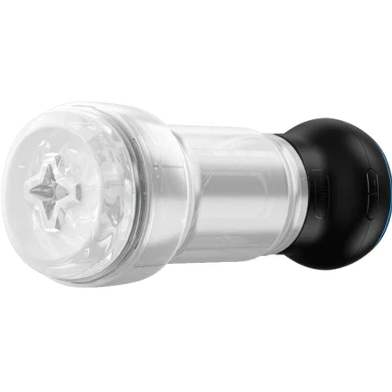 Coffret masturbateur transparent et module d'aspiration — vue de profil