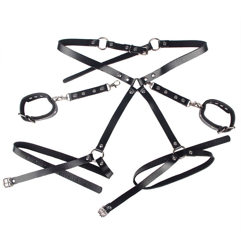Menottes avec ceinture de bondage noire — vue de dos
