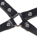 Menottes avec ceinture de bondage noire — détail texture surface