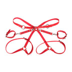 Set menottes et ceinture de bondage rouge — vue de dos