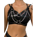 Ceinture bondage punk à boucle métal noire — vue principale
