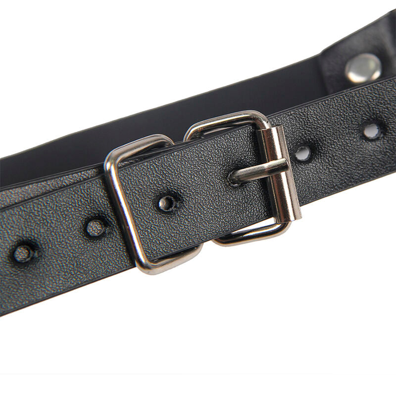 Pinces à seins en cuir style bondage noires — vue de dos