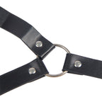 Pinces à seins en cuir style bondage noires — vue de profil
