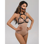Pinces à seins en cuir style bondage noires — angle alternatif