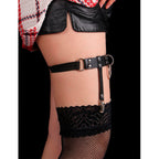 Jarretelle punk en cuir ajustable noire — angle alternatif