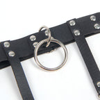 Jarretelle punk en cuir ajustable noire — emballage produit