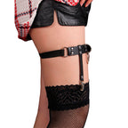 Jarretelle punk en cuir ajustable noire — vue de profil