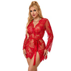 Nuisette dentelle rouge avec string assorti — vue principale