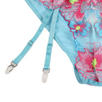 Ensemble soutien-gorge et culotte motif floral porte-jarrete — vue rapprochée