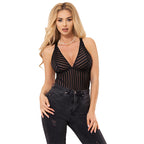 Body porte-jarretelles dentelle noir glamour — vue de dos