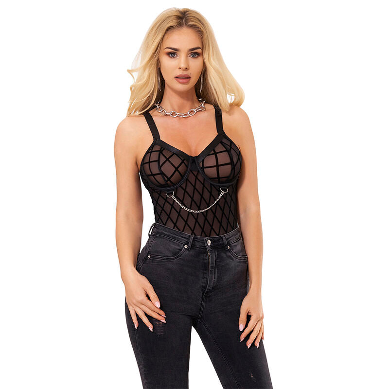 Body avec chaînes et porte-jarretelles noir — vue de dos
